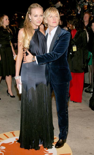 Portia De Rossi and Ellen DeGeneres at the 2007 Vanity Fair Oscar Party Portia De Rossi and Ellen DeGeneres at the 2007 Vanity Fair Oscar Party