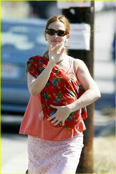 Julia Roberts and baby Henry Moder go for a walk